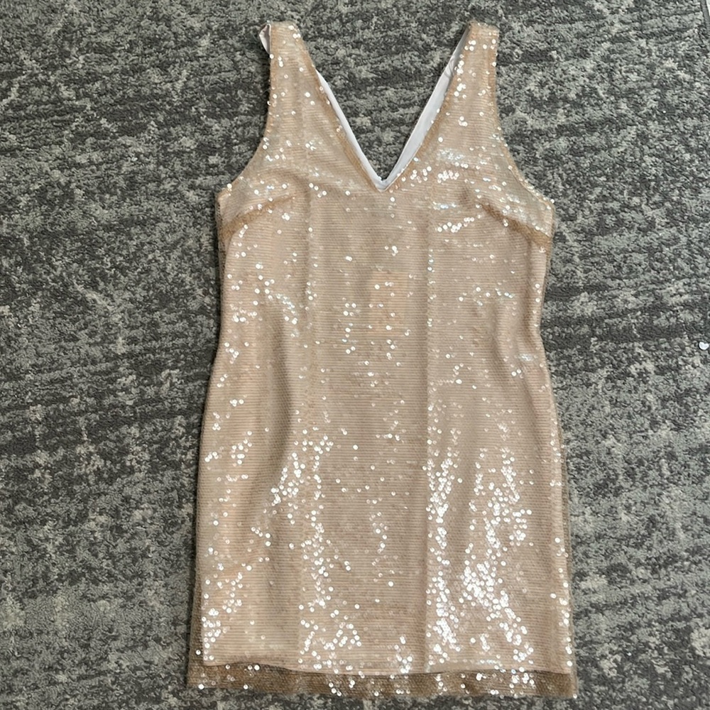 NWT Champagne, color, sequence dress